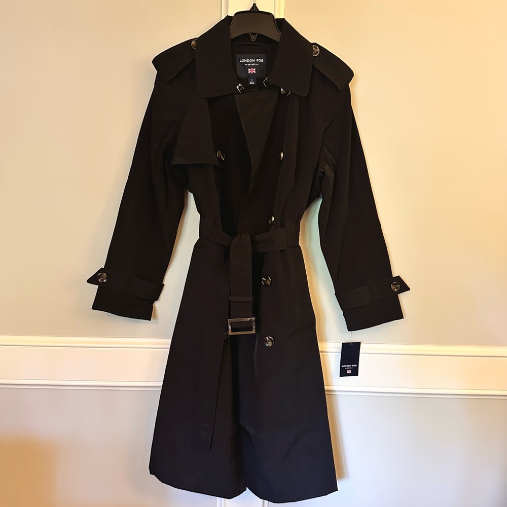 Women's Double-Breasted Trench Coat - Black